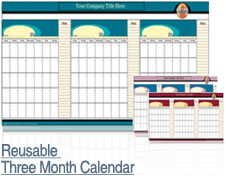 Reusable Three Month Calendar