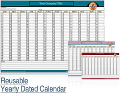 Reusable Yearly Dated Calendar