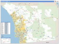 San Diego County, CA Wall Map Zip Code