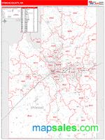 Spokane County, WA Wall Map Zip Code
