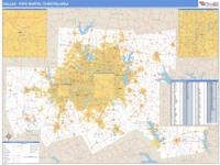 Dallas Fort Worth Wall Map Zip Code