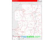 Windham County, CT <br /> Wall Map <br /> Zip Code <br /> Red Line Style 2024 Map