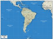 South America <br />Simplified <br /> Wall Map Map