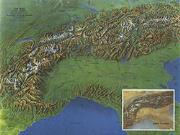 Alps <br /> Physical 1965 <br /> Wall Map Map