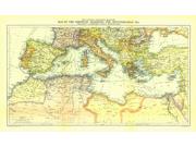 Countries bordering the Mediterranean <br /> Wall Map Map