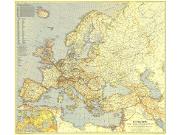 Europe and the Mediterranean 1938 <br /> Wall Map Map