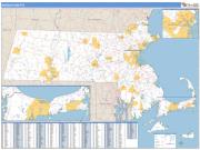 Massachusetts <br /> Wall Map <br /> Zip Code <br /> Basic Style 2024 Map