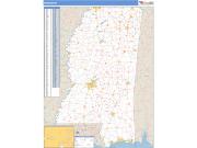 Mississippi <br /> Wall Map <br /> Zip Code <br /> Basic Style 2024 Map