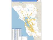 Bay Area <br /> Wall Map <br /> Basic Style 2024 Map
