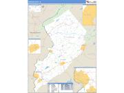 Warren County, NJ <br /> Wall Map <br /> Zip Code <br /> Basic Style 2024 Map