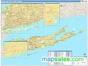 Nassau-Suffolk <br /> Wall Map <br /> Basic Style 2024 Map