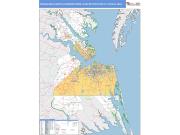 Virginia Beach-Norfolk-Newport News <br /> Wall Map <br /> Basic Style 2024 Map