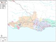 Santa Barbara <br /> Wall Map <br /> Premium Style 2024 Map