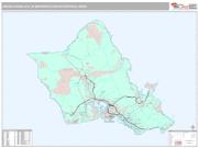 Urban Honolulu Metro Area <br /> Wall Map <br /> Premium Style 2024 Map