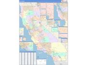 California <br /> Wall Map <br /> Color Cast Style 2024 Map