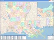 Louisiana <br /> Wall Map <br /> Color Cast Style 2024 Map