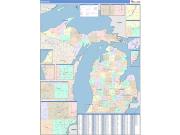 Michigan <br /> Wall Map <br /> Color Cast Style 2024 Map