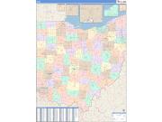 Ohio <br /> Wall Map <br /> Color Cast Style 2024 Map