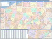 Pennsylvania <br /> Wall Map <br /> Color Cast Style 2024 Map