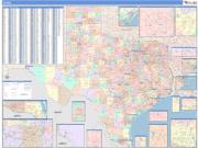 Texas <br /> Wall Map <br /> Color Cast Style 2024 Map