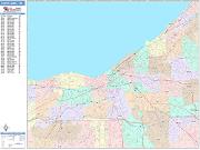 Cleveland <br /> Wall Map <br /> Color Cast Style 2024 Map