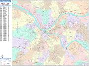 Pittsburgh <br /> Wall Map <br /> Color Cast Style 2024 Map