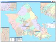 Honolulu <br /> Wall Map <br /> Color Cast Style 2024 Map