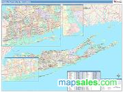 Nassau-Suffolk <br /> Wall Map <br /> Color Cast Style 2024 Map
