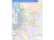 Seattle-Tacoma-Bellevue <br /> Wall Map <br /> Color Cast Style 2024 Map
