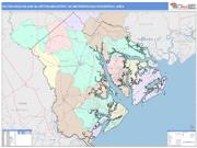 Hilton Head Island-Bluffton-Beaufort <br /> Wall Map <br /> Color Cast Style 2024 Map