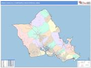 Urban Honolulu <br /> Wall Map <br /> Color Cast Style 2024 Map