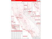 California <br /> Wall Map <br /> Zip Code <br /> Red Line Style 2024 Map