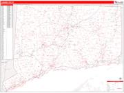 Connecticut <br /> Wall Map <br /> Zip Code <br /> Red Line Style 2024 Map