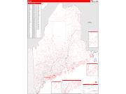 Maine <br /> Wall Map <br /> Zip Code <br /> Red Line Style 2024 Map