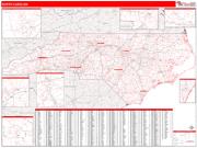 North Carolina <br /> Wall Map <br /> Zip Code <br /> Red Line Style 2024 Map