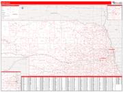 Nebraska <br /> Wall Map <br /> Zip Code <br /> Red Line Style 2024 Map
