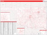 Oklahoma <br /> Wall Map <br /> Zip Code <br /> Red Line Style 2024 Map