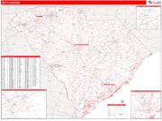 South Carolina <br /> Wall Map <br /> Zip Code <br /> Red Line Style 2024 Map