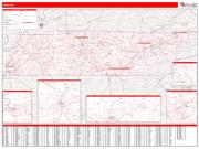 Tennessee <br /> Wall Map <br /> Zip Code <br /> Red Line Style 2024 Map