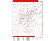 Birmingham <br /> Wall Map <br /> Zip Code <br /> Red Line Style 2024 Map