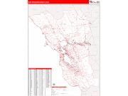 Bay Area <br /> Wall Map <br /> Zip Code <br /> Red Line Style 2024 Map