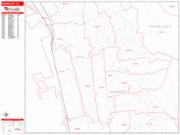 Berkeley <br /> Wall Map <br /> Zip Code <br /> Red Line Style 2024 Map