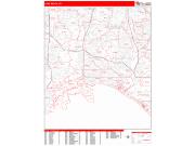Long Beach <br /> Wall Map <br /> Zip Code <br /> Red Line Style 2024 Map