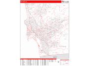 San Diego <br /> Wall Map <br /> Zip Code <br /> Red Line Style 2024 Map