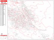 San Jose <br /> Wall Map <br /> Zip Code <br /> Red Line Style 2024 Map