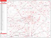 Washington <br /> Wall Map <br /> Zip Code <br /> Red Line Style 2024 Map