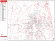 Jacksonville <br /> Wall Map <br /> Zip Code <br /> Red Line Style 2024 Map