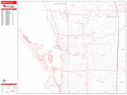 Sarasota <br /> Wall Map <br /> Zip Code <br /> Red Line Style 2024 Map