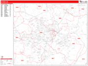Athens <br /> Wall Map <br /> Zip Code <br /> Red Line Style 2024 Map
