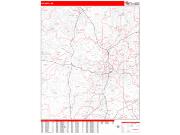 Atlanta <br /> Wall Map <br /> Zip Code <br /> Red Line Style 2024 Map